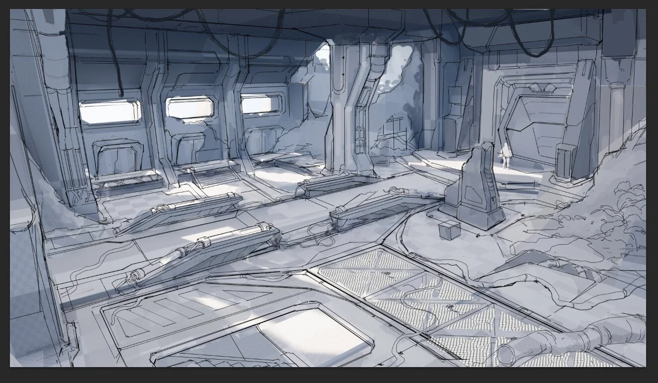 Once she had created a detailed draw-over of the blockout we went over the colors and continued working until we had our final result.