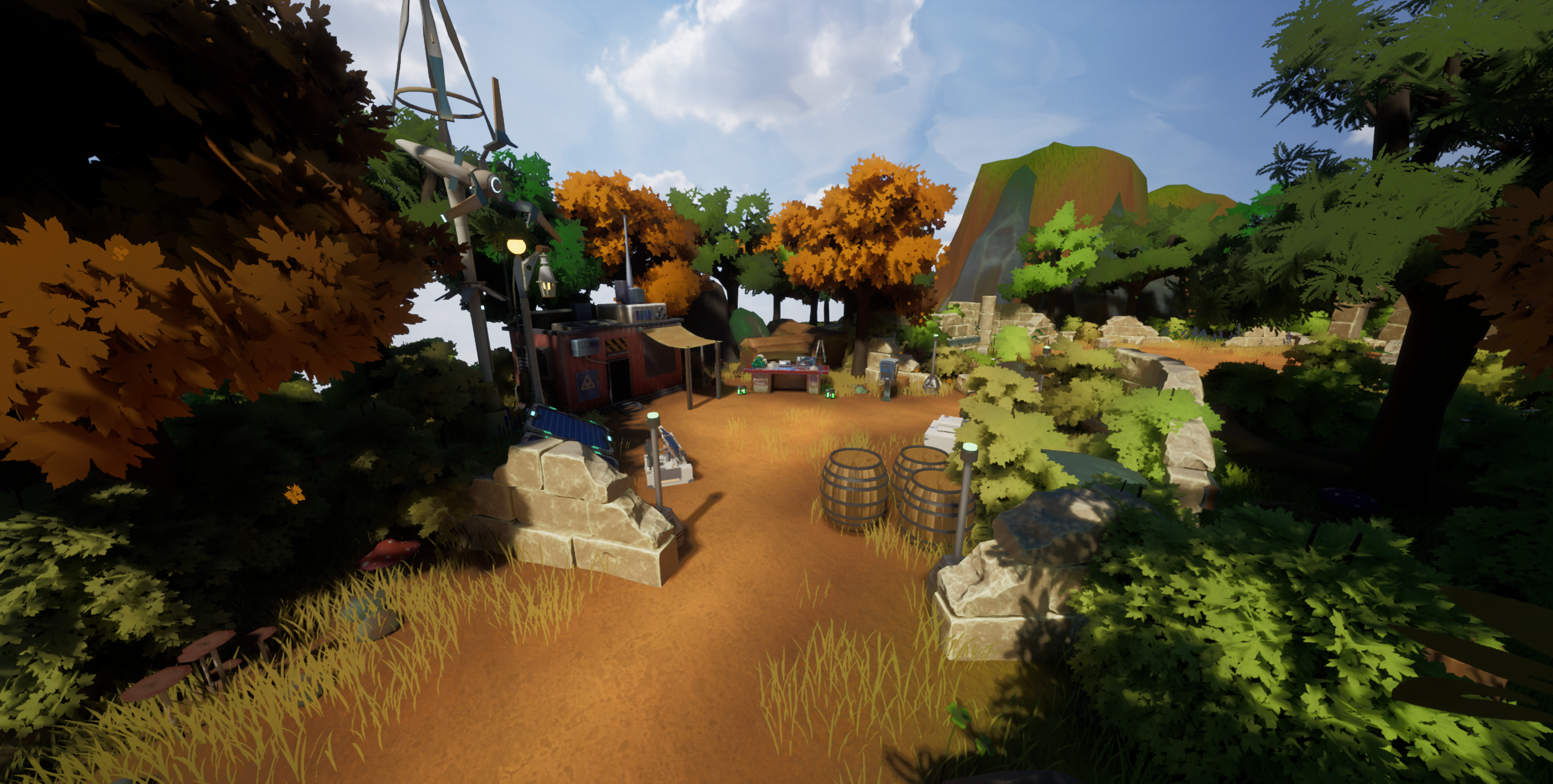 Here's a wide image of the landing area for level 1.