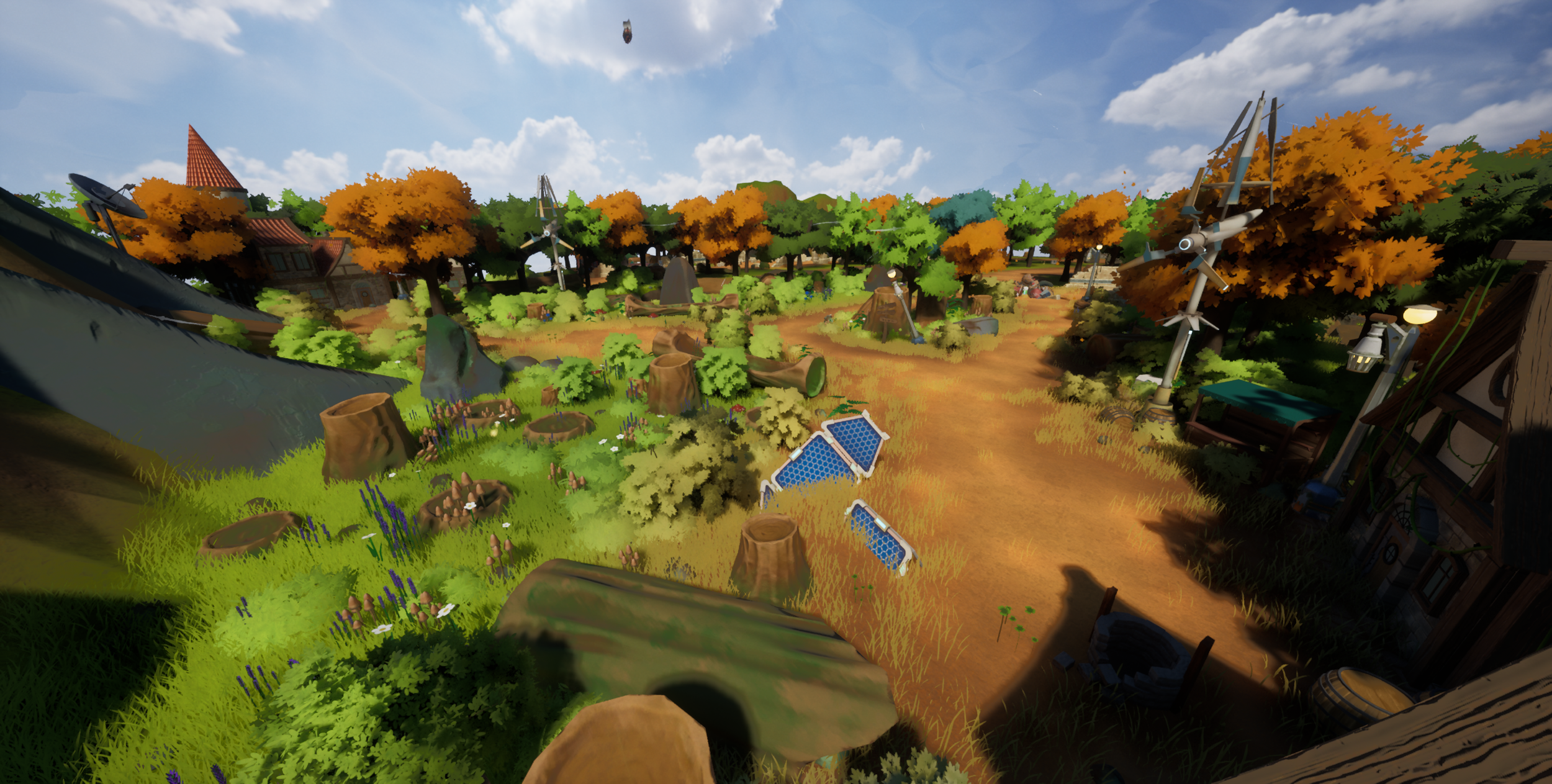 And then I began to set dress the world to make it feel like a rugged and abandoned sky island. 