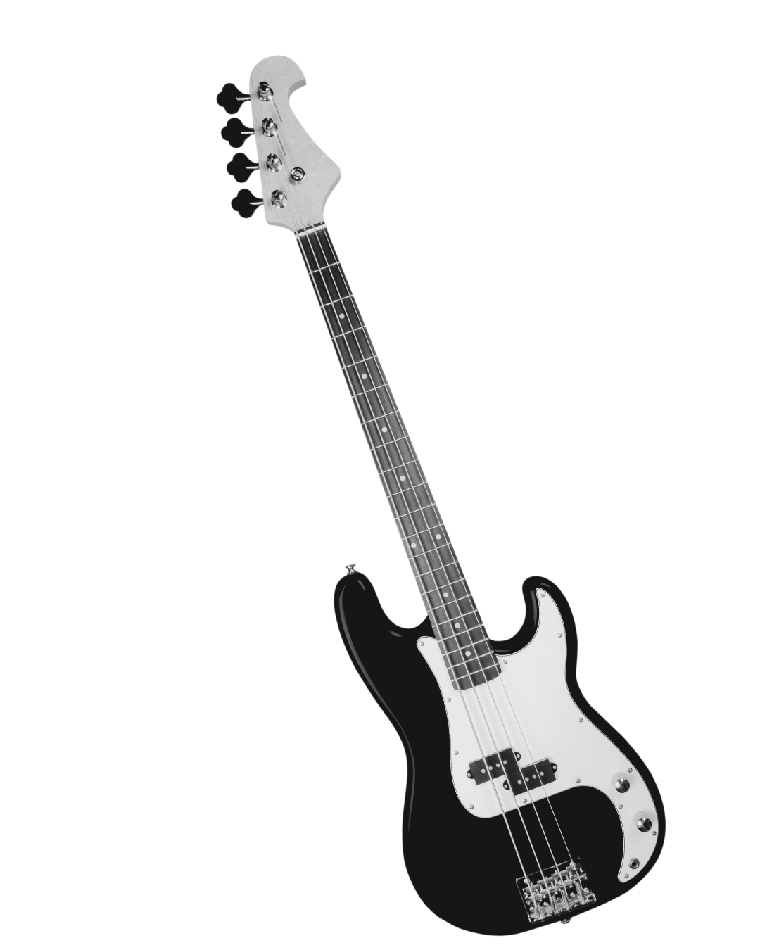 Black and white image of an electric guitar