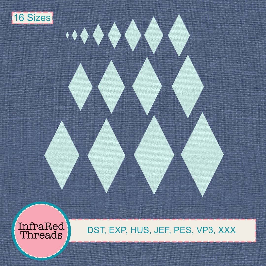Diamond accent embroidery shapes in 16 sizes