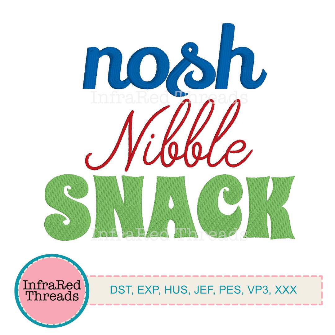 Nosh Nibble Snack Embroidery Design