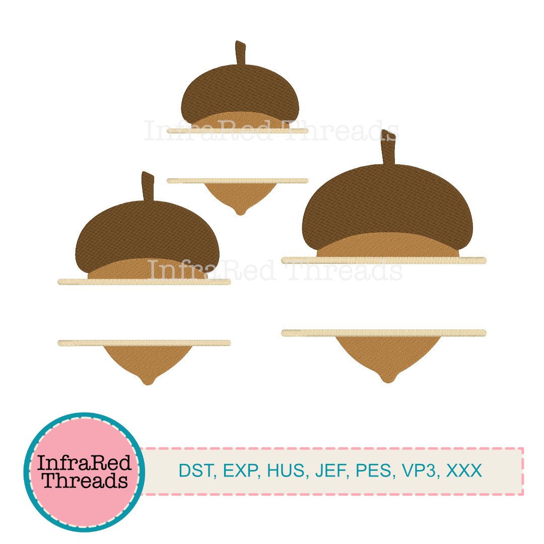 Acorn split monogram embroidery frame in 3 sizes with name space