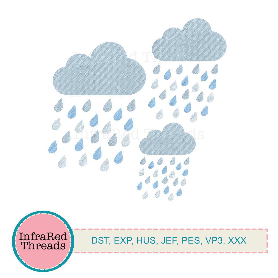 Boho Style Rain Cloud Embroidery Design