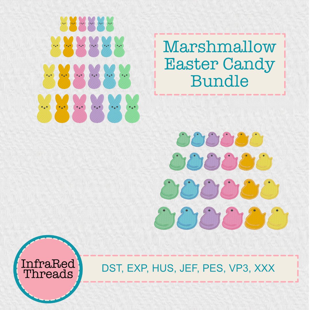 Easter Marshmallow Embroidery Design Bundle – Bunnies & Chicks