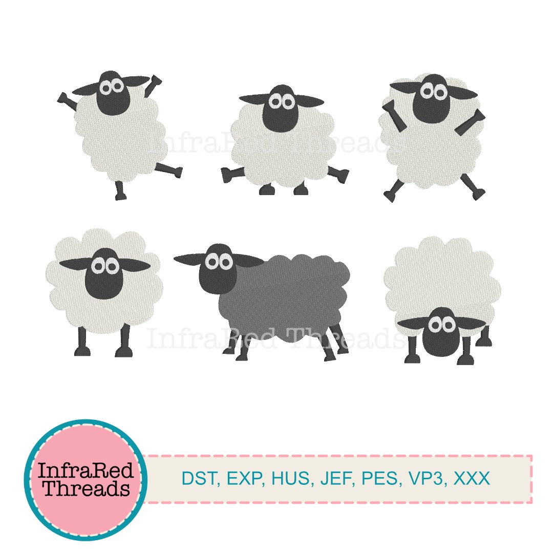 Happy Sheep Embroidery Design