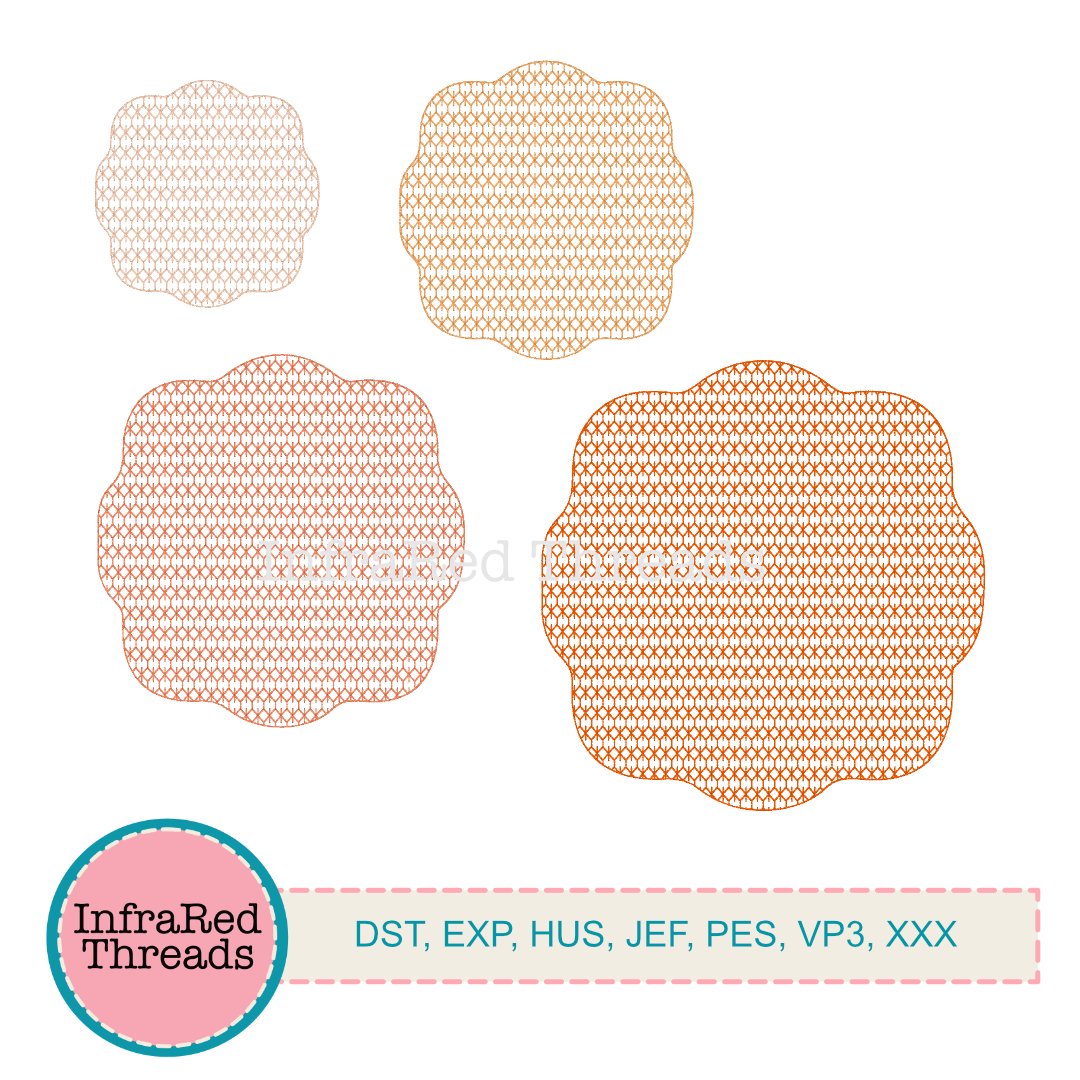 Scalloped Edge Embossed Embroidery Frame – 4 Sizes for Monograms & Towels