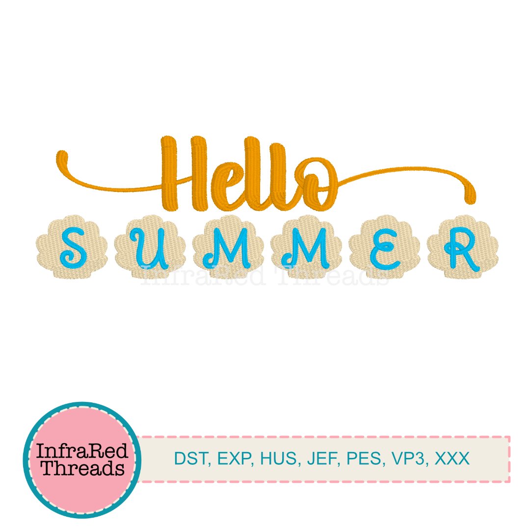Hello Summer Seashells Embroidery Design