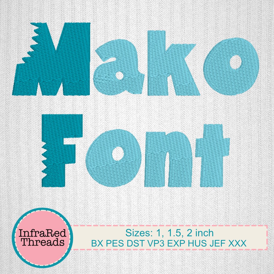 Mako Shark Bite Embroidery Font