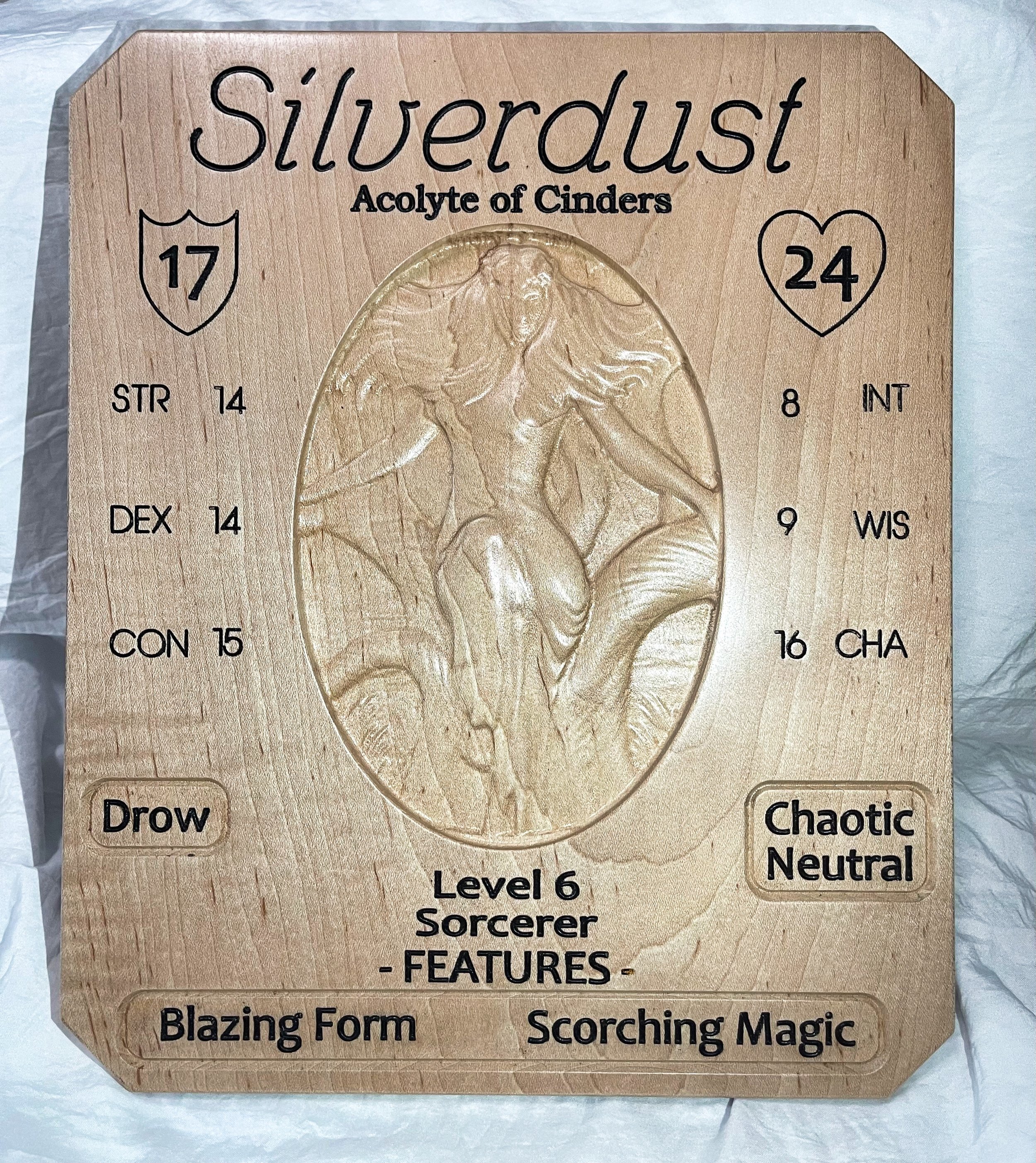 Enchantress customizable wood dnd character plaque.jpeg