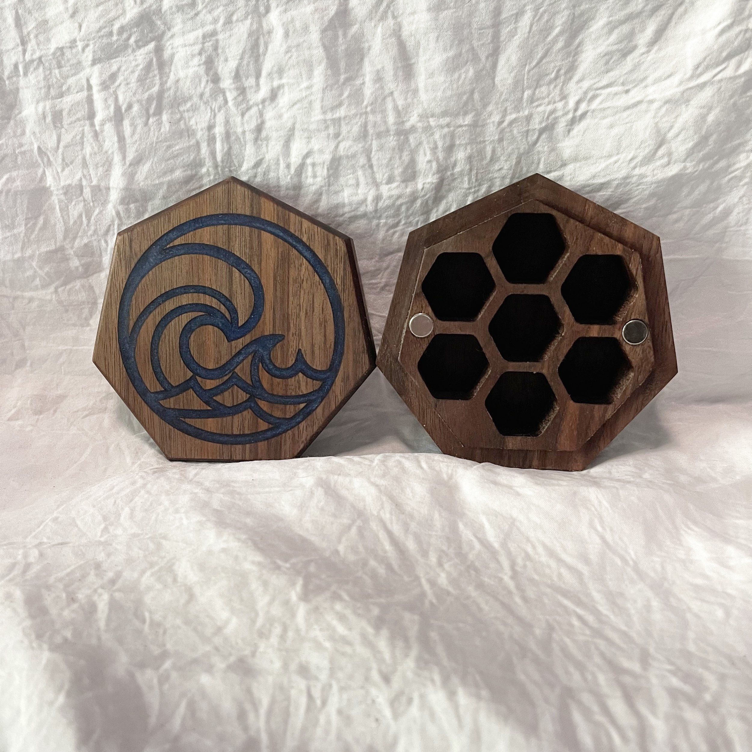 Water Elemental Dnd dice box Black walnut resin inlay.jpeg