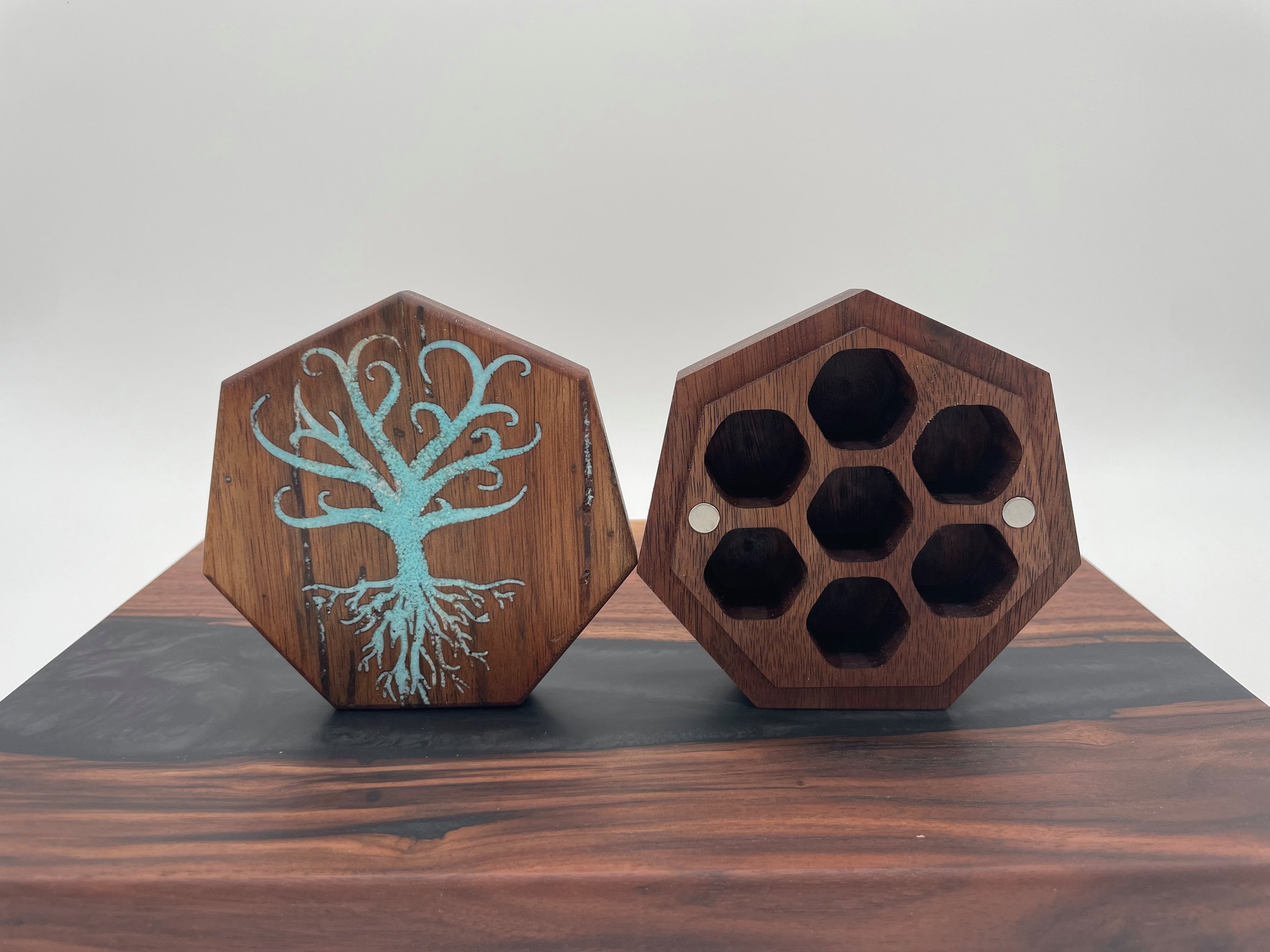 tree of life turquoise stone inlay recovered black walnut.jpeg