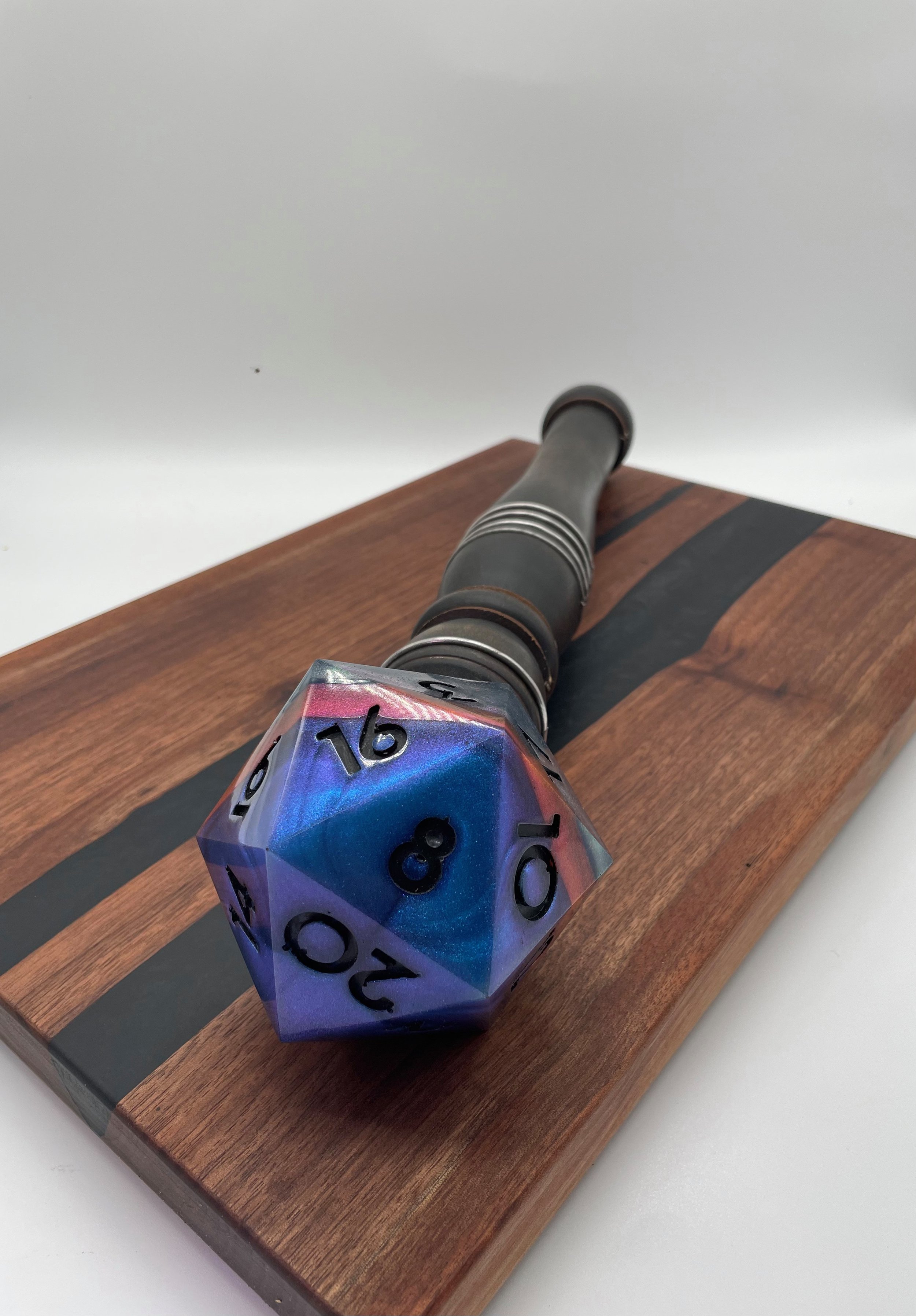 dnd chonk mace d20 resin wood handle.jpeg