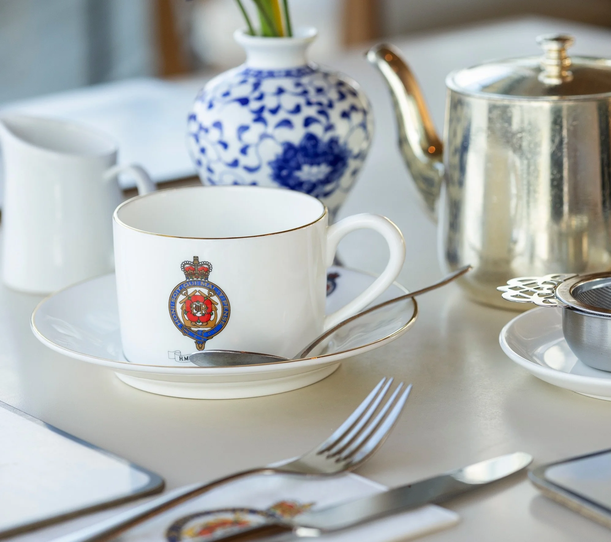 I also took the opportunity to photograph some of the shop products in situ, including this Britannia Crest fine bone china tea cup and saucer.  #royalyachtbritannia #royaldecktearoom #edinburghphotographer #tea #retailproducts