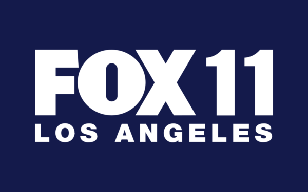 FOX11 Los Angeles logo with white text on a dark blue background.