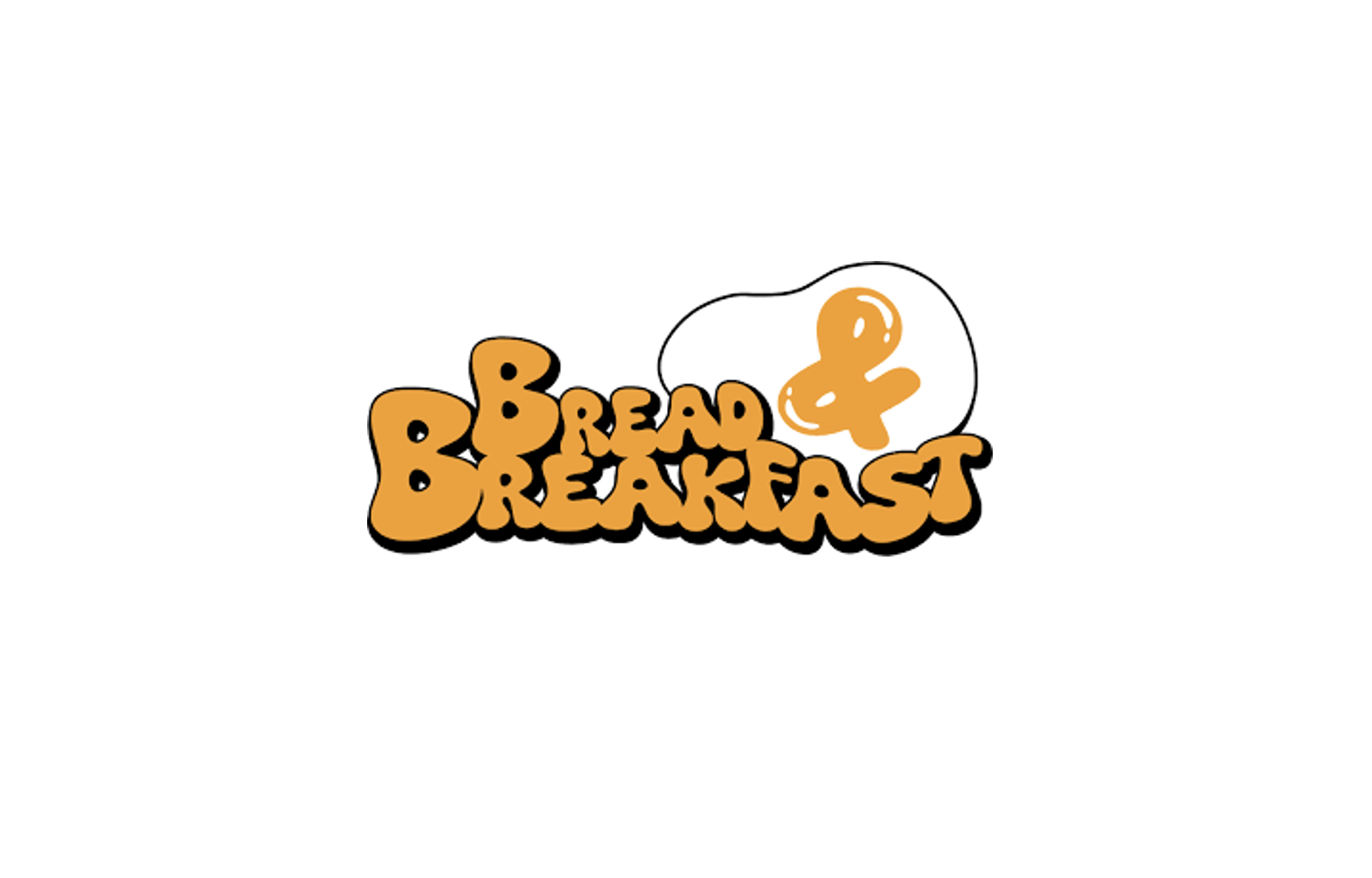 Text reading 'Bread & Breakfast' in a playful, cartoonish font with a fried egg illustration in the background.