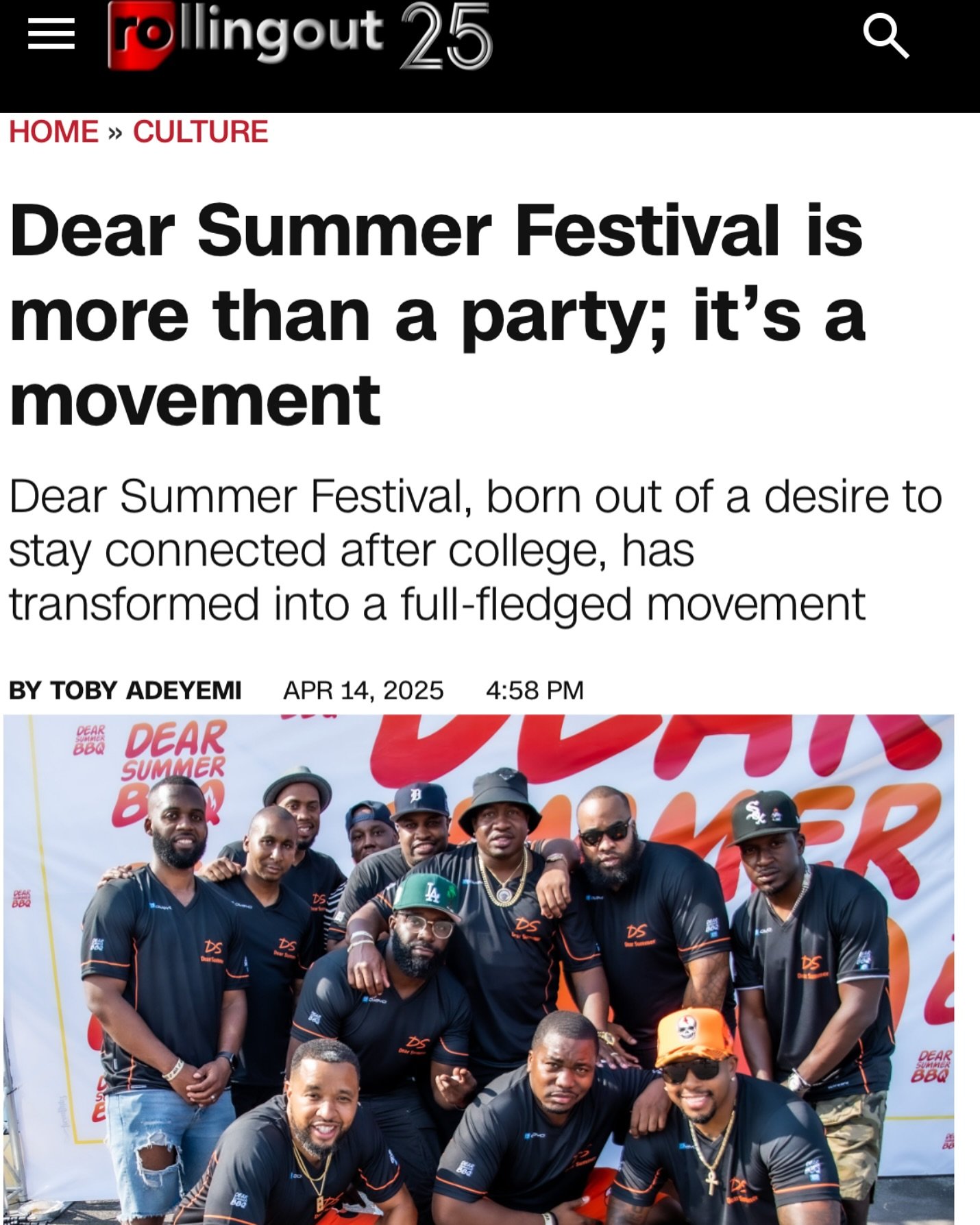 Hot Off The Press 📰🚨🚨
DEAR SUMMER FESTIVAL is more than a party; It’s a MOVEMENT
We’re Thrilled To Be Featured On The @rollingout Media Platform, Sharing The Beginnings Of Dear Summer And How Far We’ve Come! From A Small Get-To