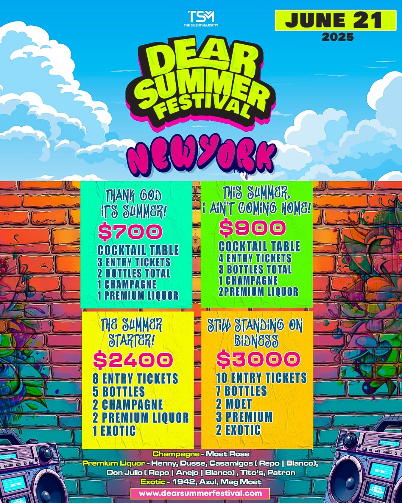 Tables & Sections Are Available‼️
LIMITED AMOUNT OF SECTIONS, SO DO NOT WAIT TO LOCK YOURS IN‼️💨💨
Tickets & Info: DearSummerFestival.com
#dearsummerfestival #SummerVibes #HBCU #nycevents