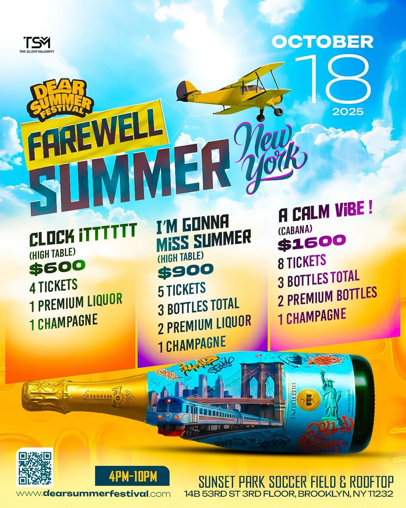 ✨Brooklyn, We&rsquo;re Sending Summer Off In Style✨

The Vibes Are Set. The Packages Are Locked In. The Only Question Left Is&hellip; Which One Are You Claiming? 👀🍾

⏰ Clock It.
🌅 I&rsquo;m Gonna Miss Summer.
😎 A Calm Vibe.

No Matter How You Rol