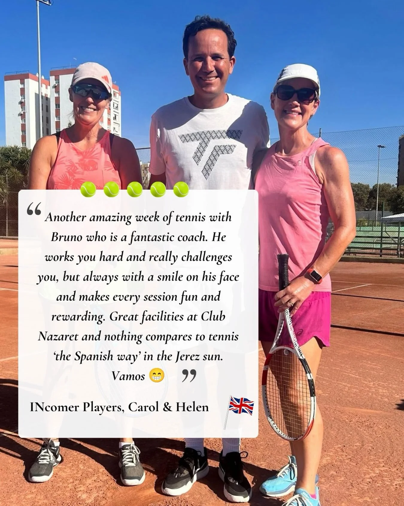⭐ 𝗙𝗿𝗶𝗱𝗮𝘆 𝗙𝗲𝗲𝗱𝗯𝗮𝗰𝗸 ⭐️

It was lovely to welcome back our INcomer Player, Carol, to Club Nazaret &mdash; and even better that she brought her friend Helen along for this trip! 🎾☀️

Their personalised programme included 2-hour daily sessi