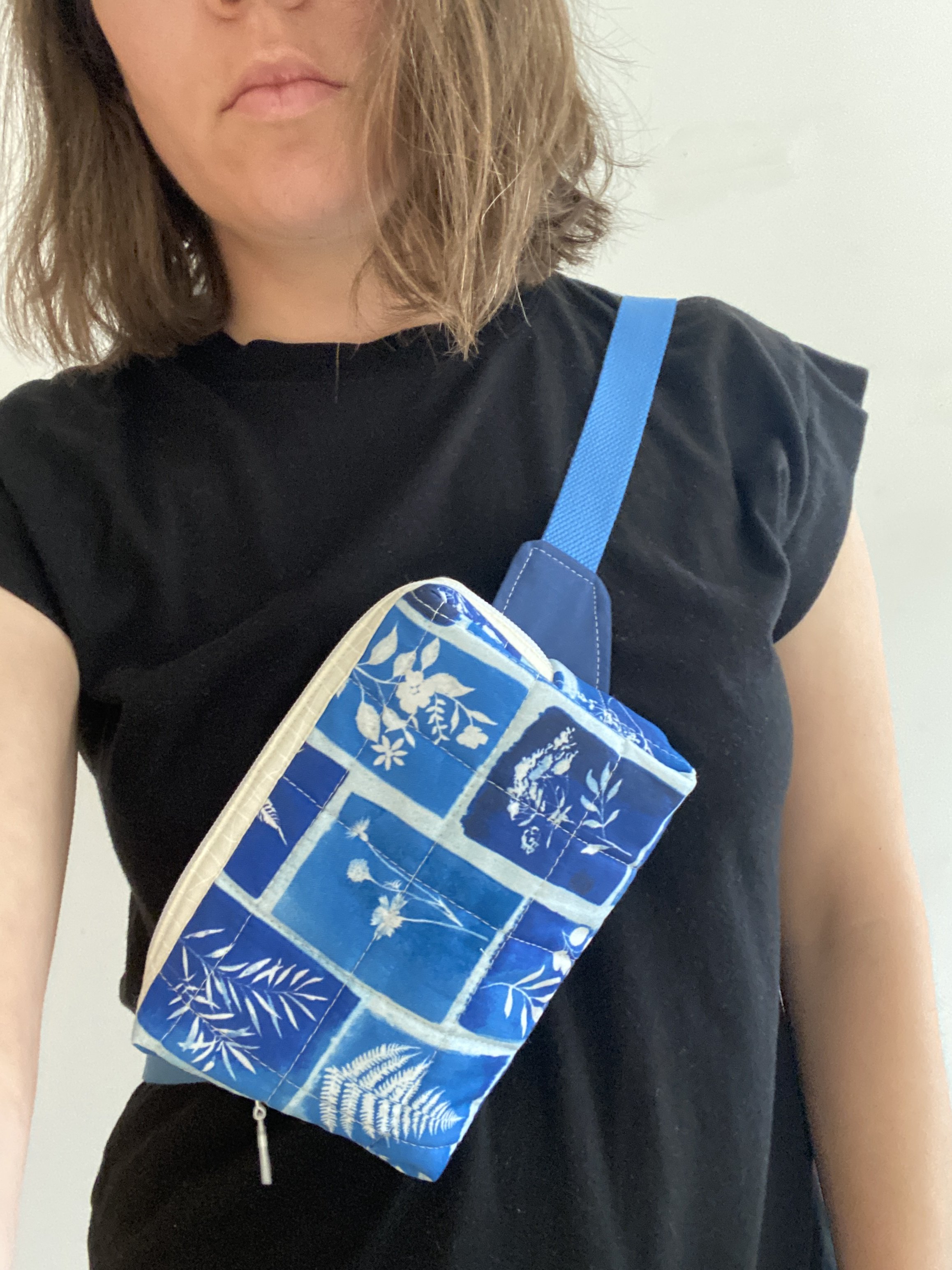 Boxy Quilted Fanny Pack - Cyanotype