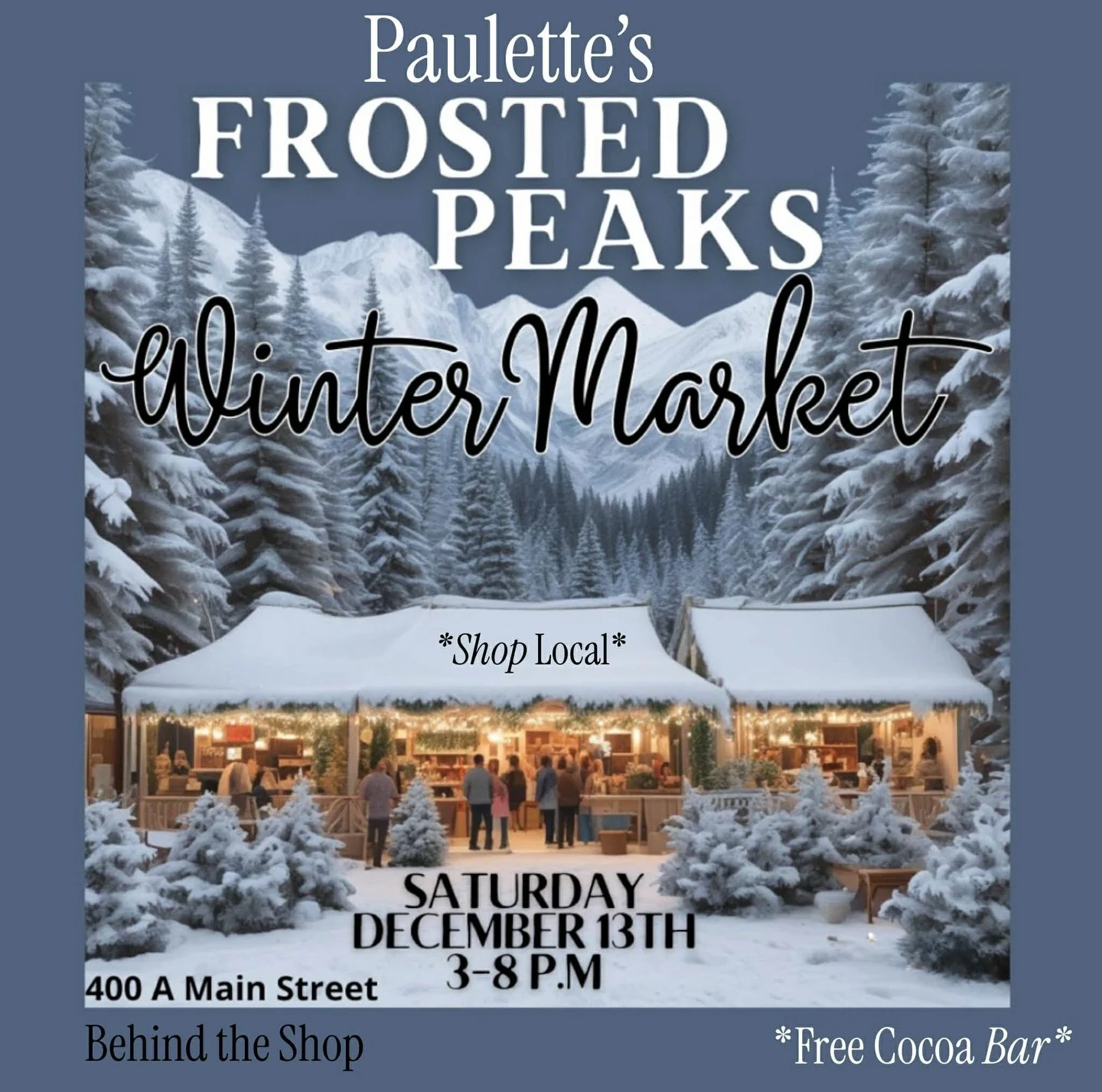 Find me and a variety of other local artists &amp; makers at @paulettescraftstore_homedecor Frosted Peaks Winter Market this Saturday from 3-8 pm! In between holiday &amp; birthday parties and work this week I&rsquo;ll try to restock some goods to ha