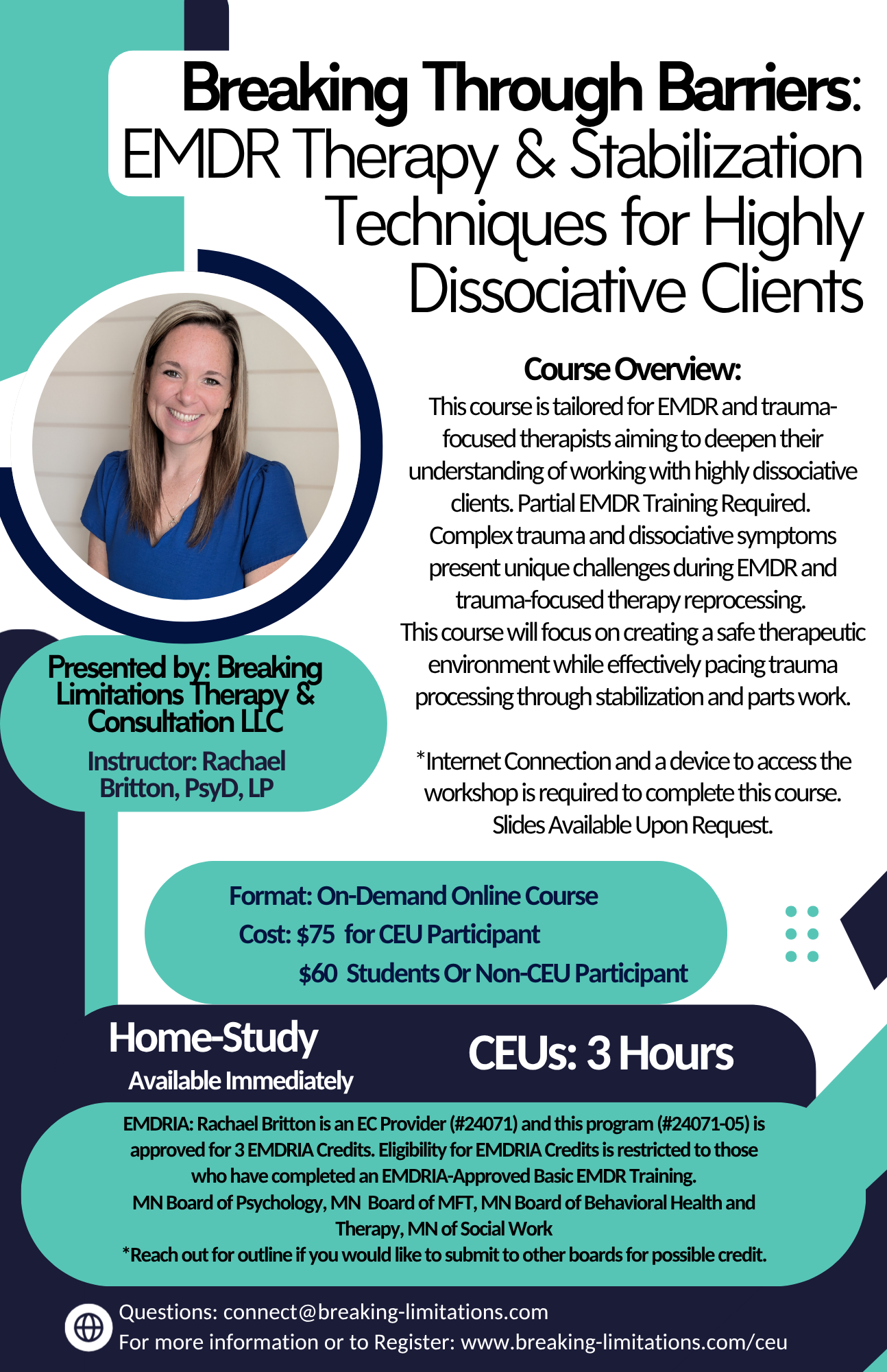 Breaking Through Barriers: EMDR Therapy & Stabilization Techniques for Highly Dissociative Clients