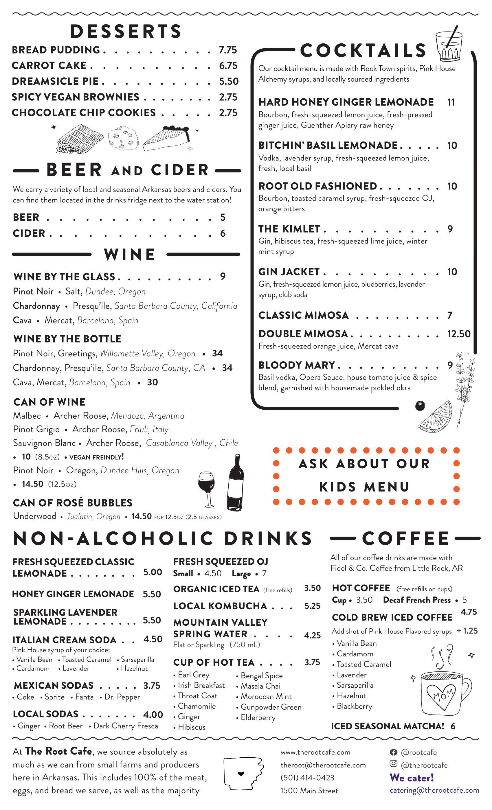 Dinner Menu β The Root Cafe - Farm to Table Comfort Food Restaurant