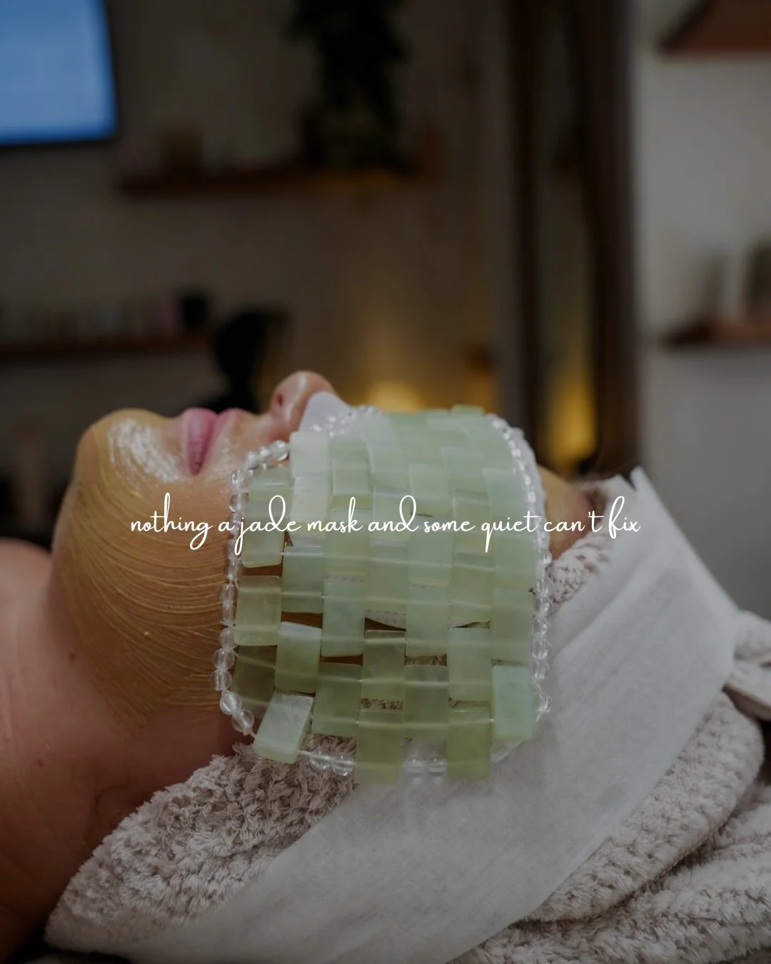 nothing a little ritual can&rsquo;t fix ✨

a jade mask to calm your nervous system&hellip;
a massage to melt the tension you didn&rsquo;t even realize you were holding&hellip;
crystals to bring you back into alignment&hellip;
a weighted blanket and a