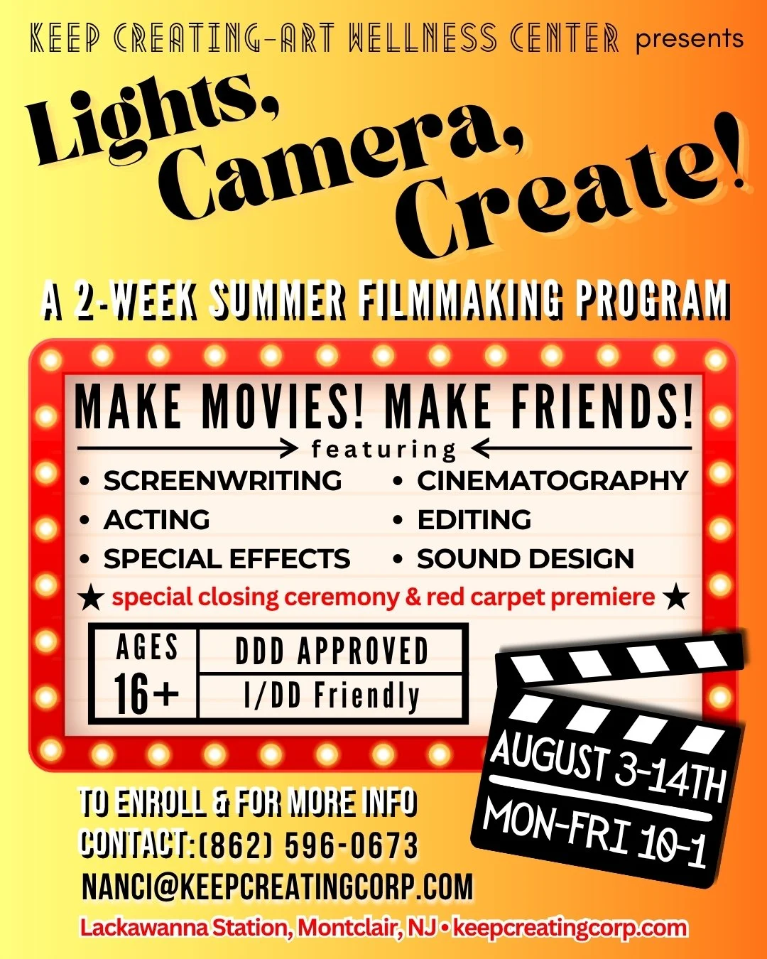  Lights, Camera, Create  August 3-14Monday–Friday | 10 AM–1 PM