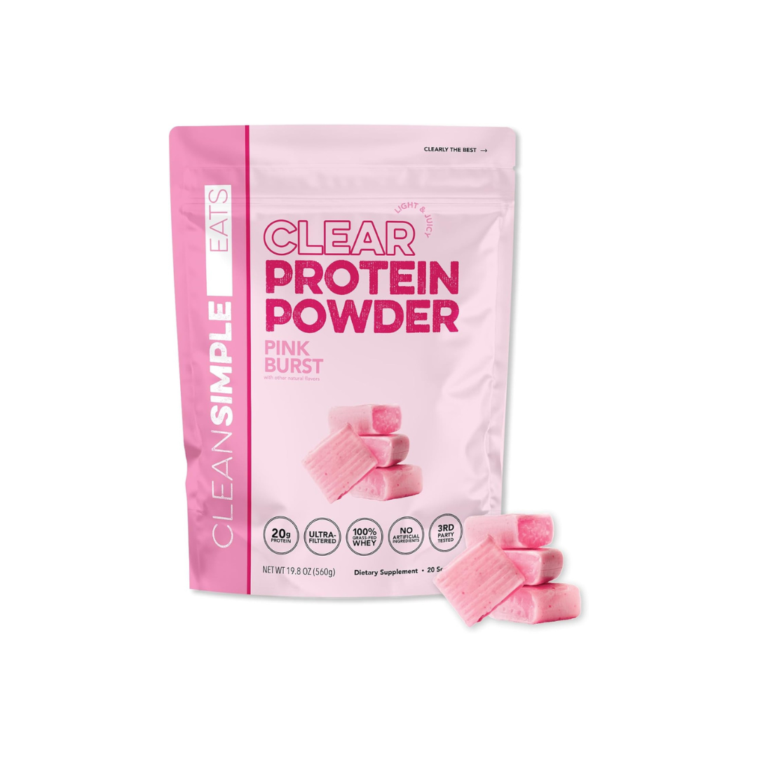 Clean Simple Eats Clear Protein Powder in Pink Burst