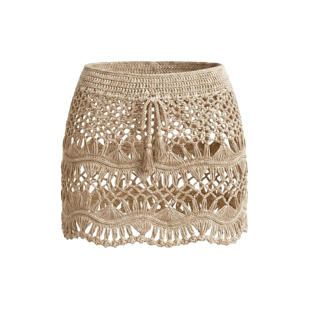 Tan Crochet Beach Coverup Skirt