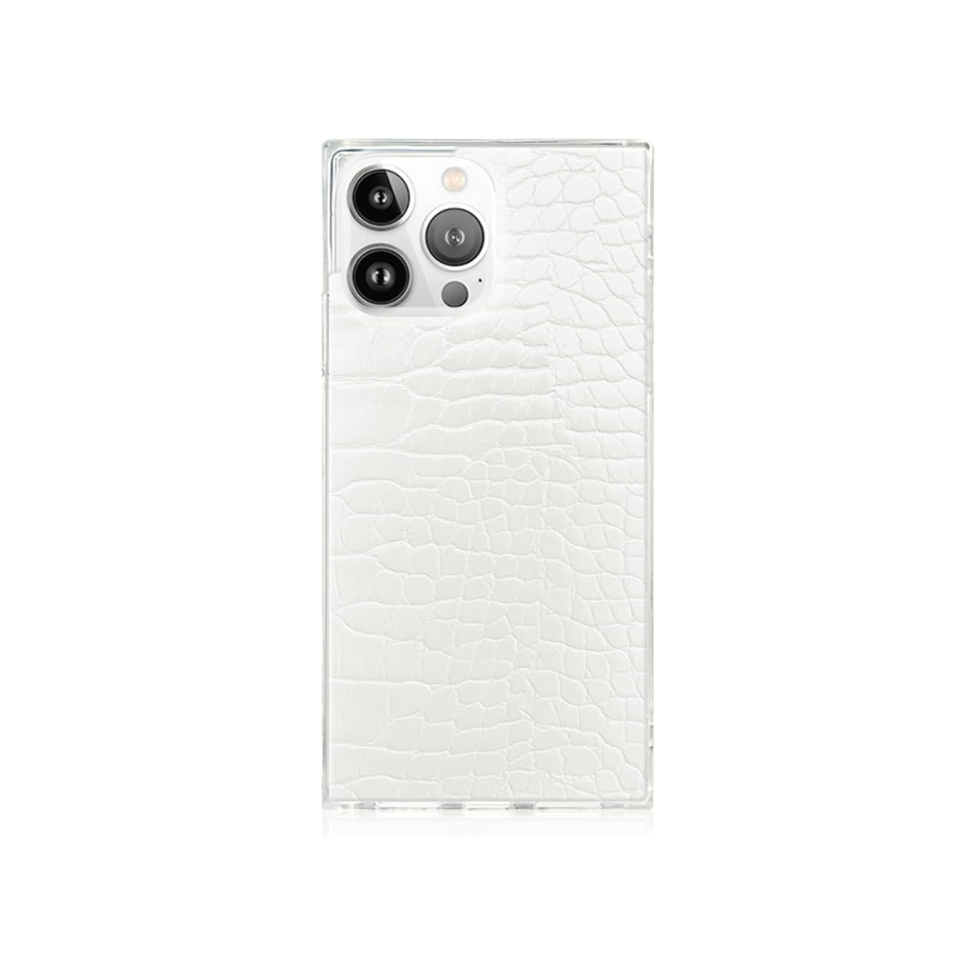 A white alligator print Flaunt brand iPhone Case.