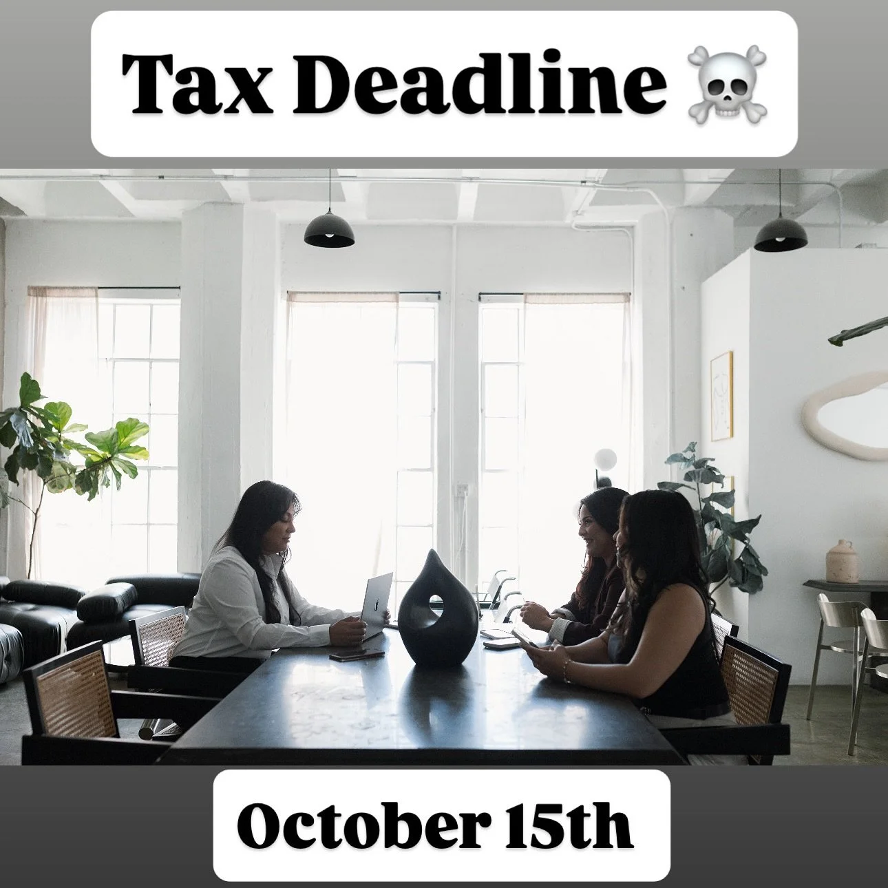 📢 Final Tax Deadline Approaching &ndash; October 15th!

If you filed an extension, this is your last chance to get your 2024 tax return completed before the IRS deadline. Don&rsquo;t wait until it&rsquo;s too late&mdash;appointments are filling up f