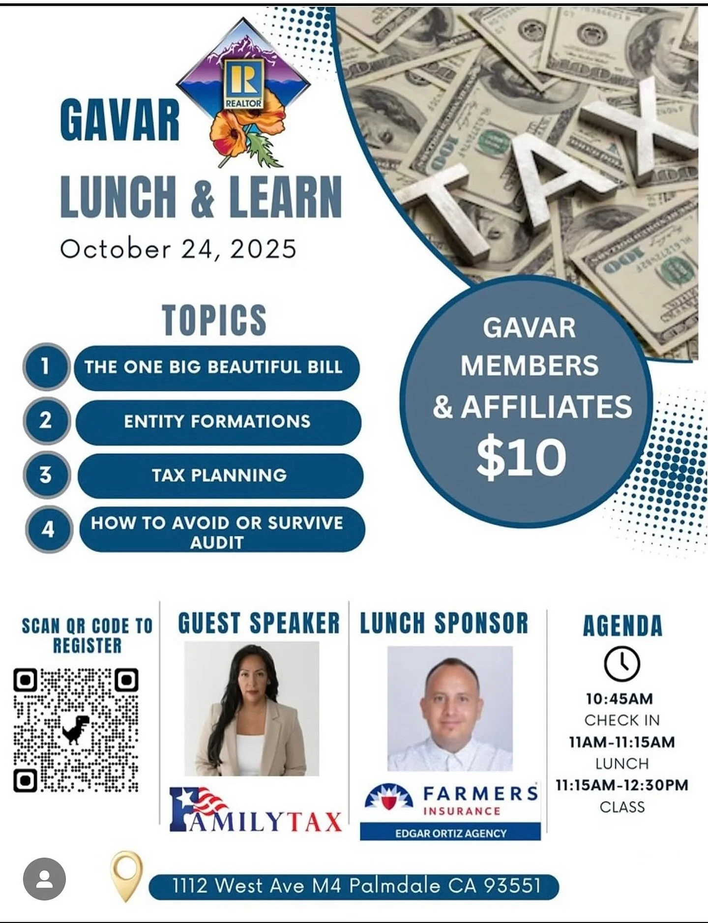 ⏰ Tax season success starts now!
Join me on October 24th for GAVAR&rsquo;s Lunch &amp; Learn, where I&rsquo;ll break down everything you need to know to get ahead of the game before tax season hits.

Learn how to:
✅ Maximize deductions with The One B