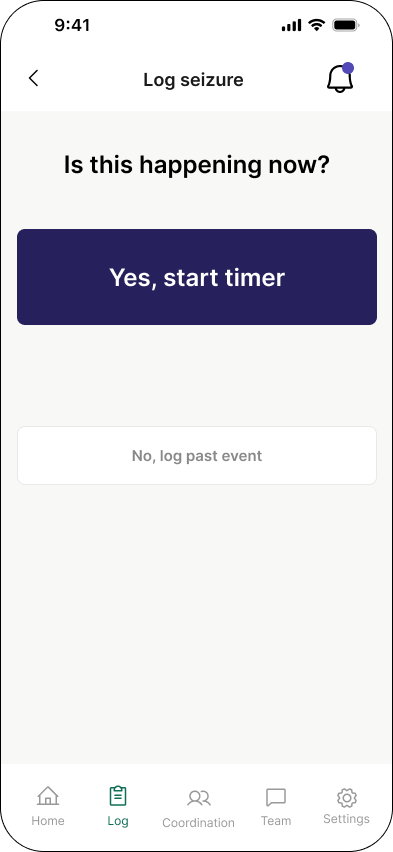 screenshot of seizure-logging screen on Cariva app