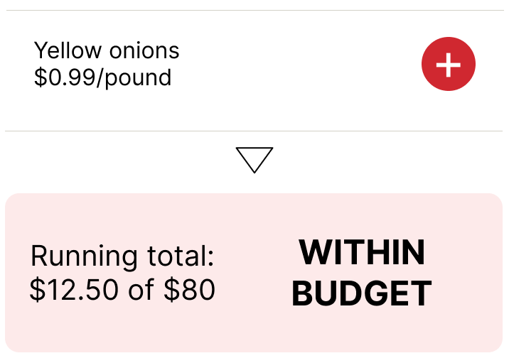 screenshot of grocery delivery app