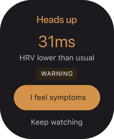 Droma Apple Watch warning-notification screen