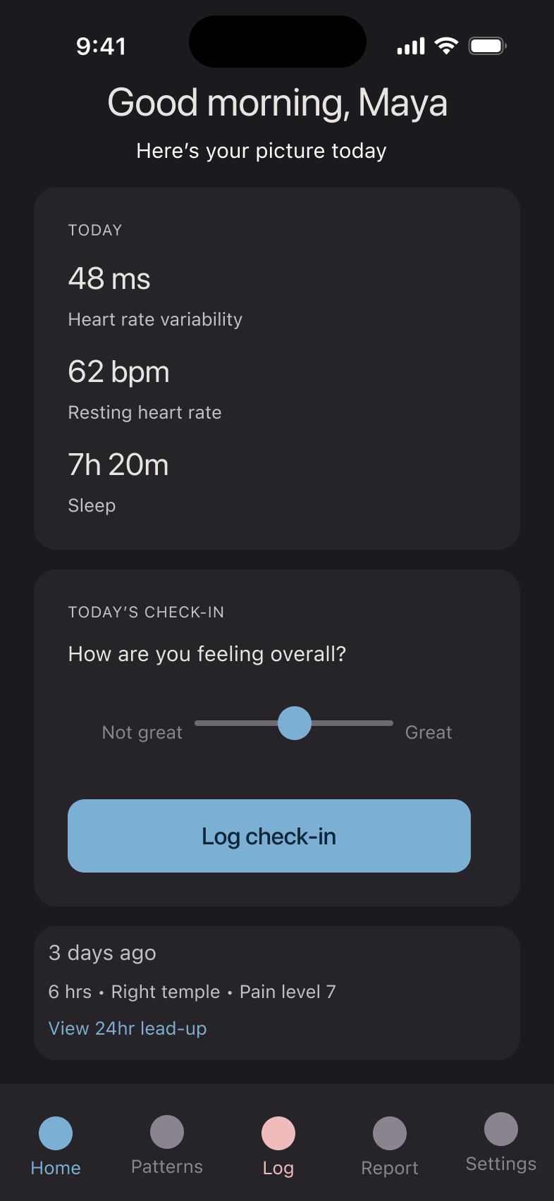 Droma Home Screen steady state