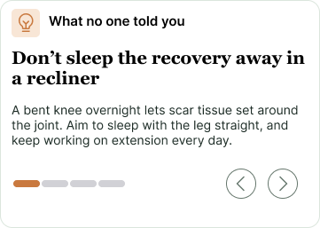 knee recovery tip about not sleeping in a recliner