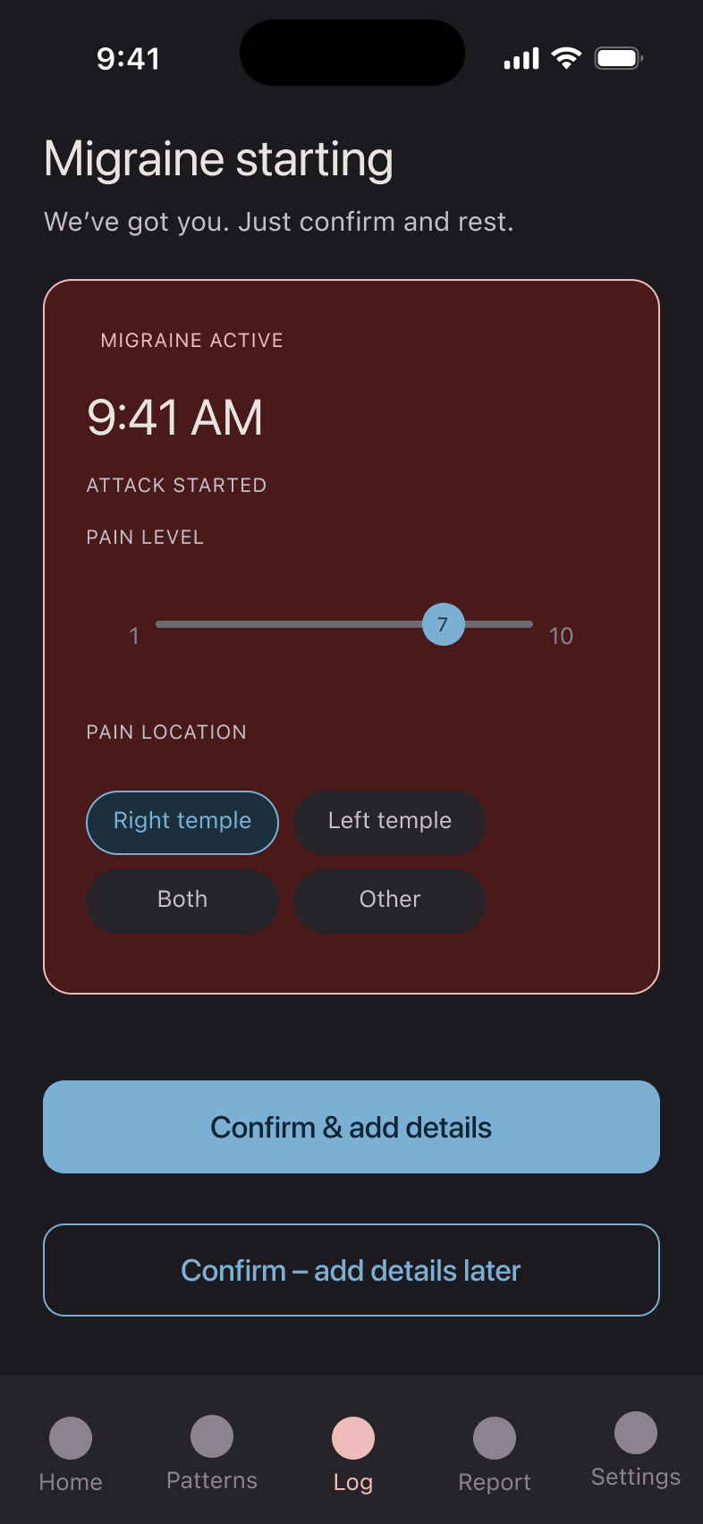 Droma attack logging screen