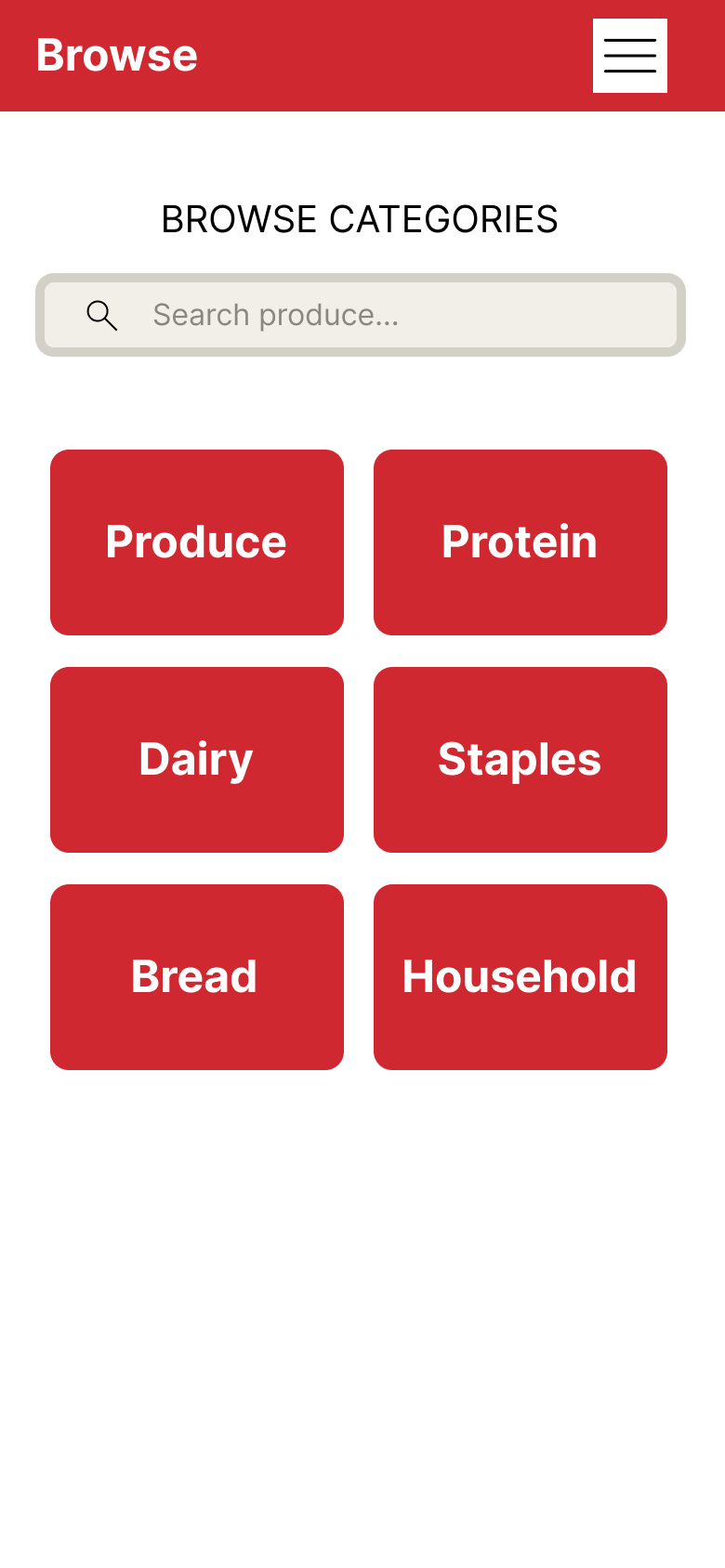 smartphone screen browse categories