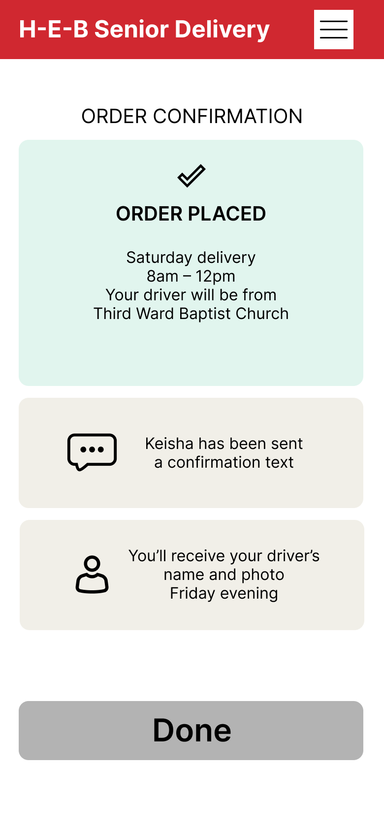 smartphone screen order confirmation