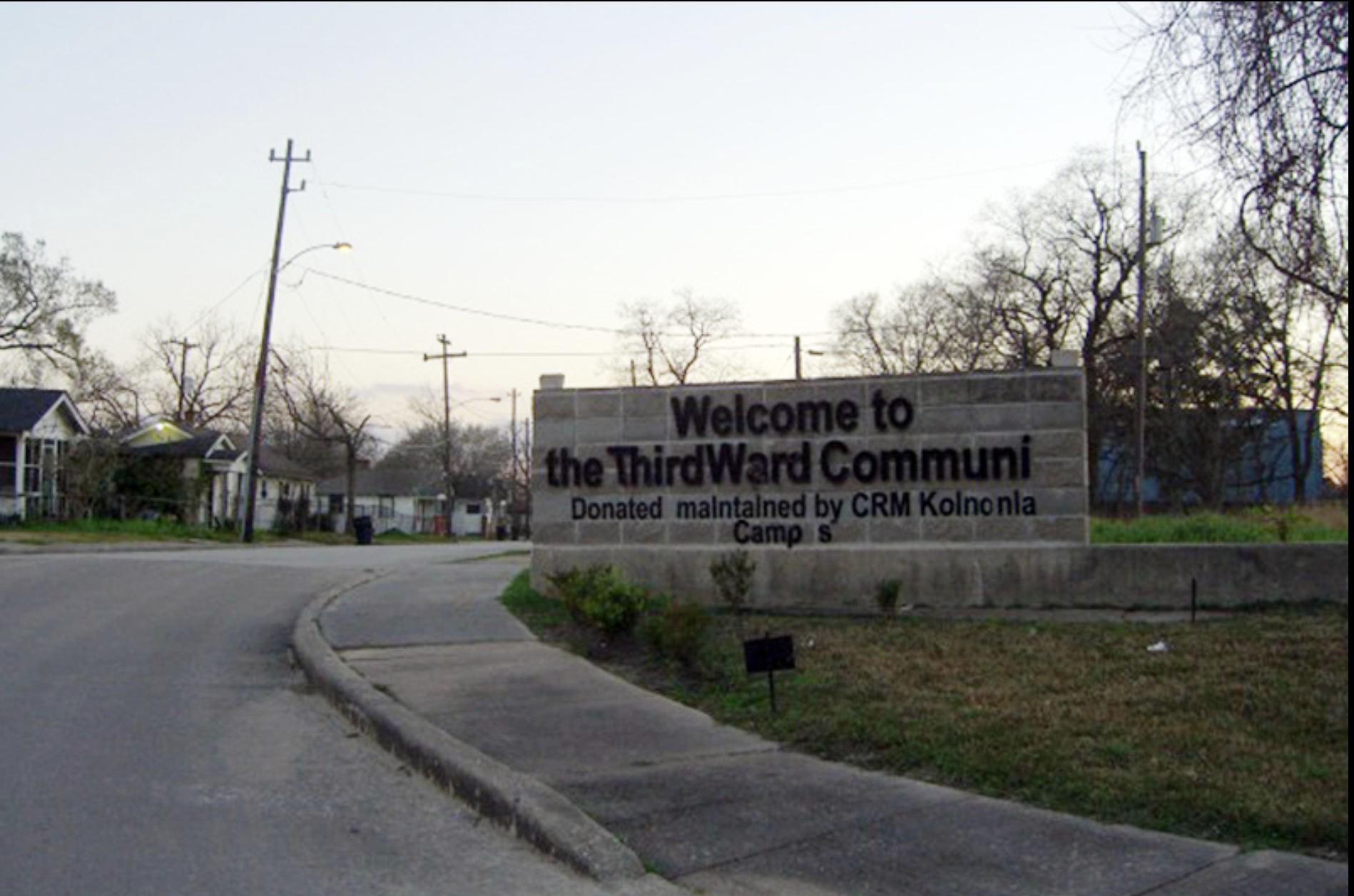 Welcome sign to Houston's Third Ward community