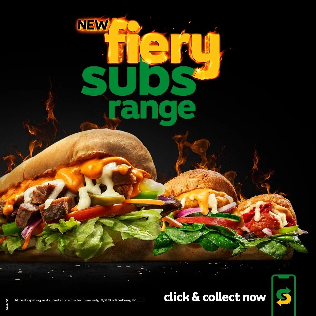 🥖🔥Satisfy your winter cravings with the new Fiery Subs Range at Subway&reg;! Featuring Fiery Harissa Steak, Spicy Chicken Classic and Chipotle Meatball &amp; Pepperoni. Click &amp; Collect on the Subway&reg; App today. 😎
#FierySubs
#SubwayAustrali