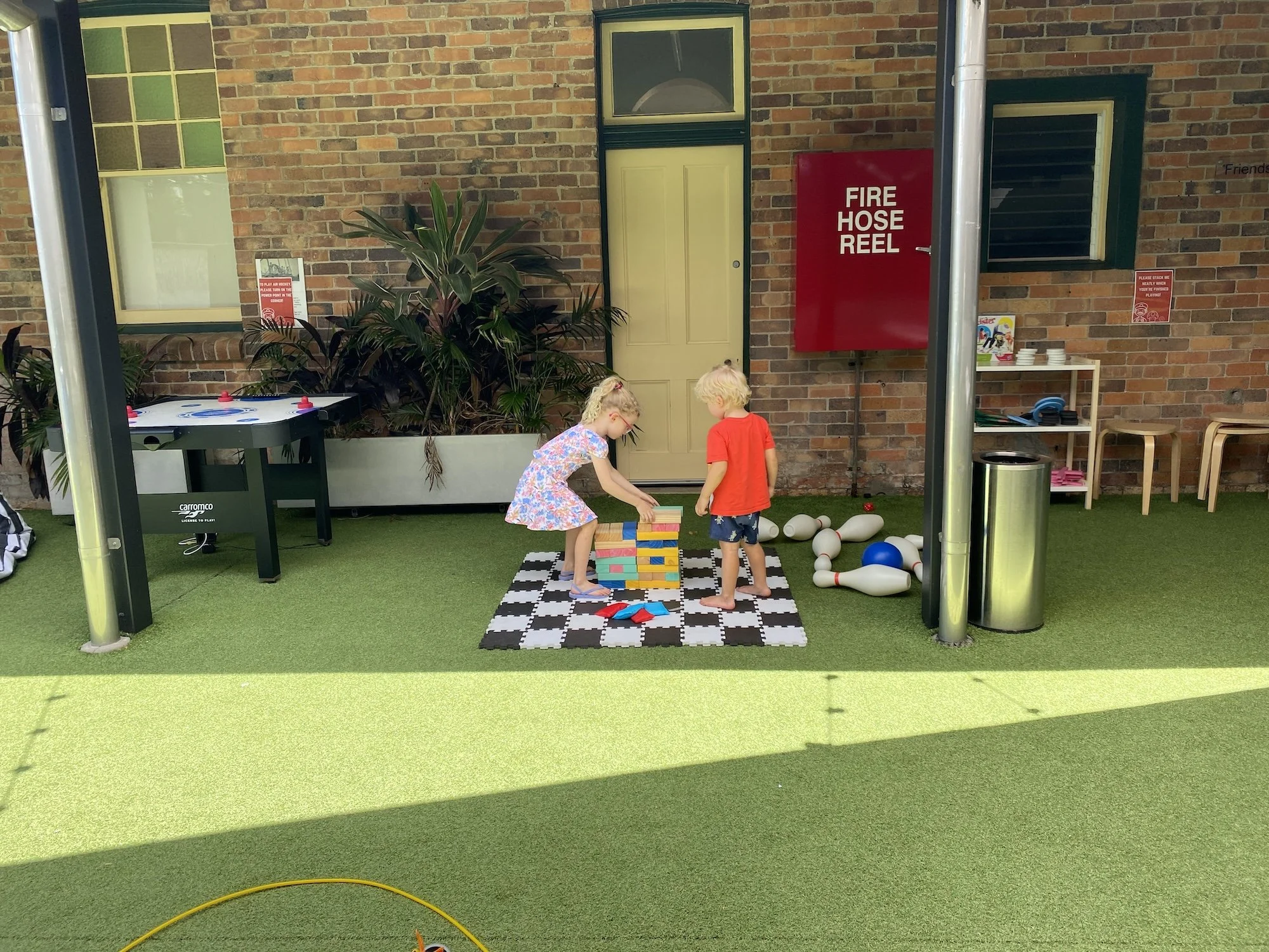 Kids playing blocks at the museum