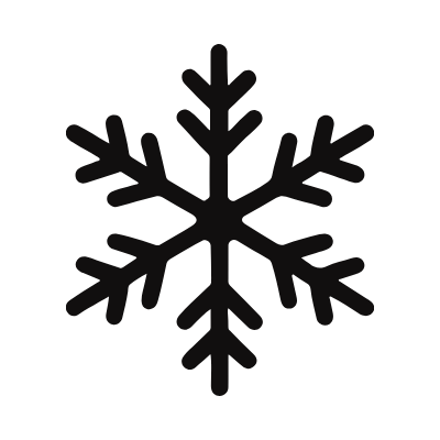 Black snowflake icon on a dark background