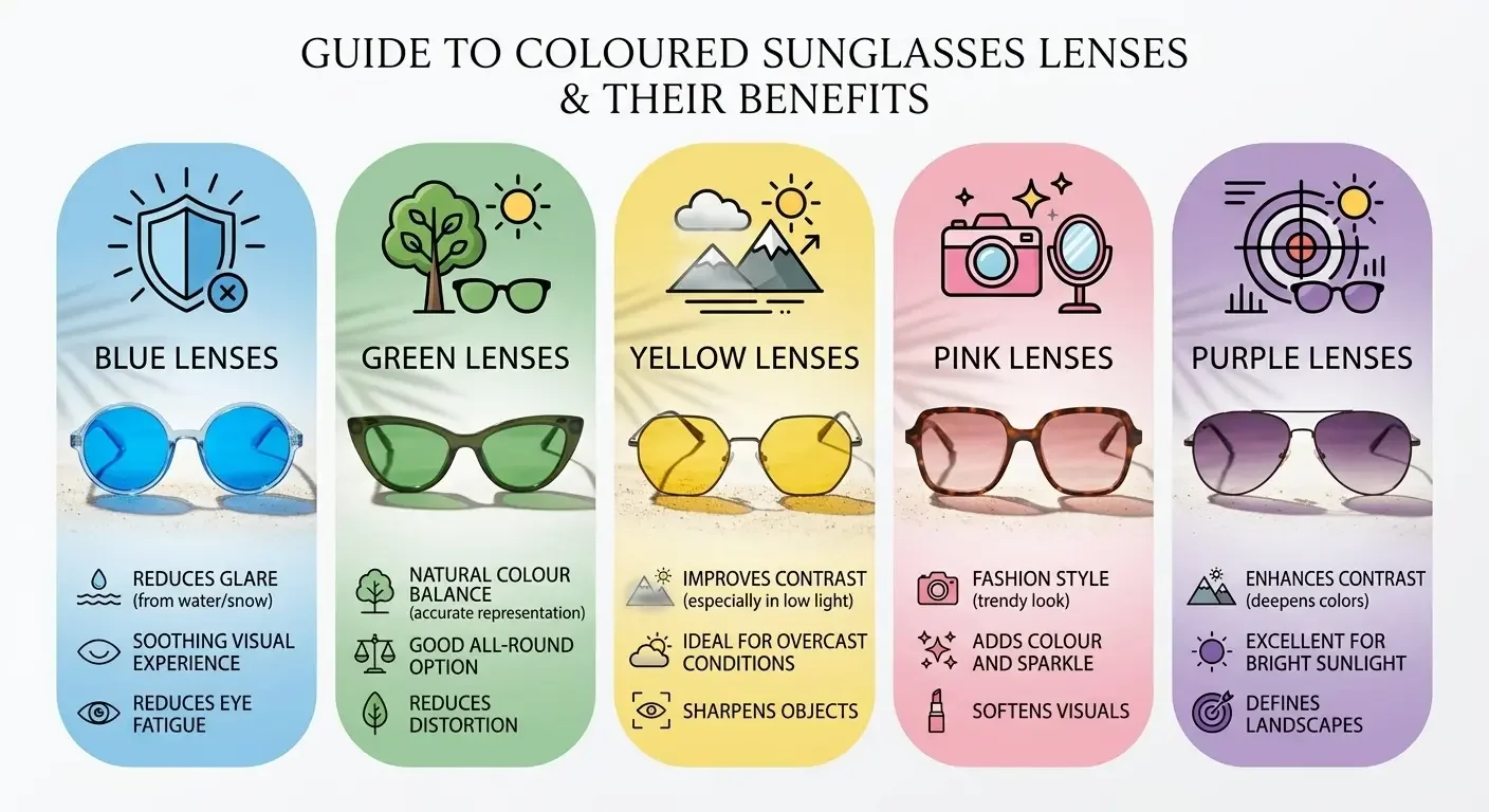 Coloured sunglasses lenses and their benefits