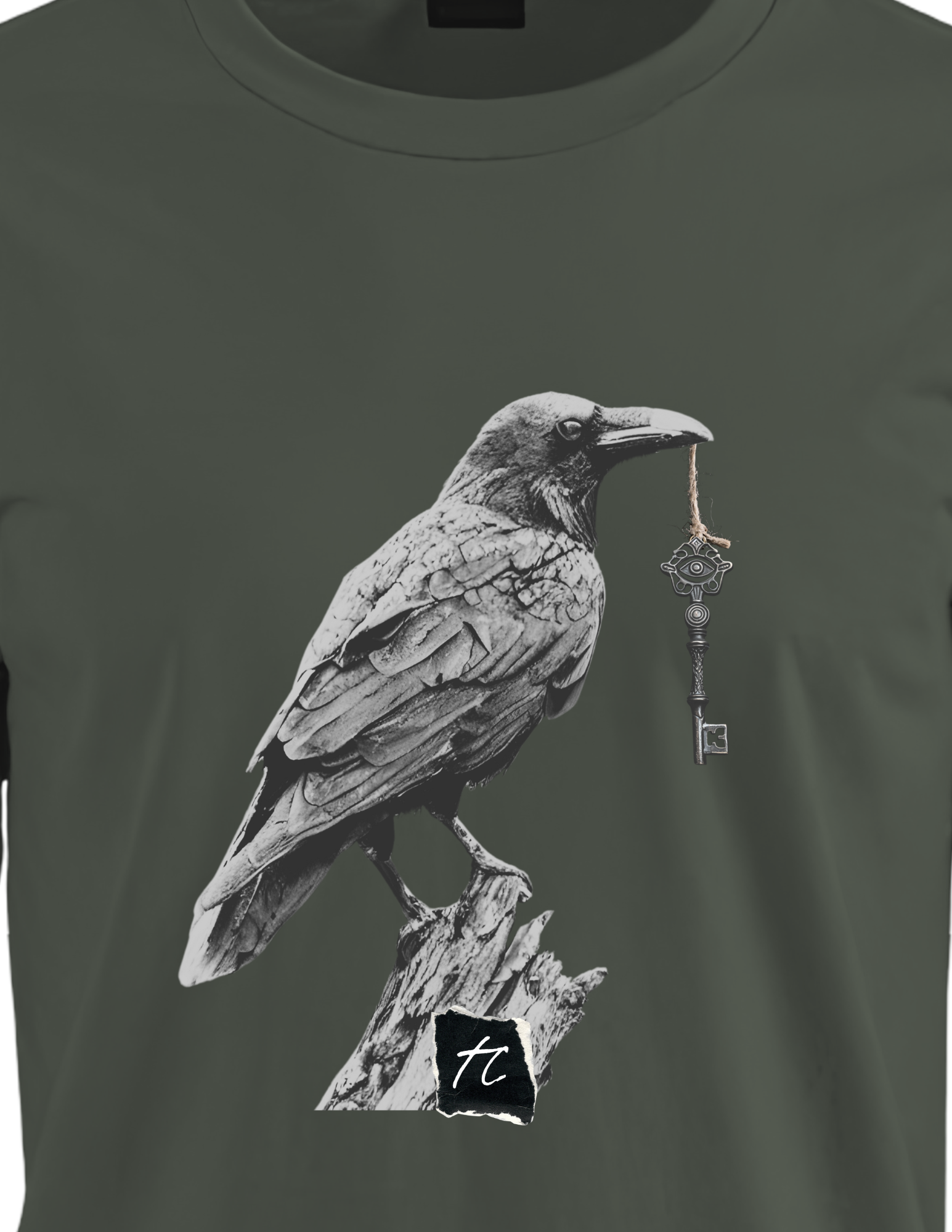 'The Messenger' Raven Long Sleeve Tee- Army Green