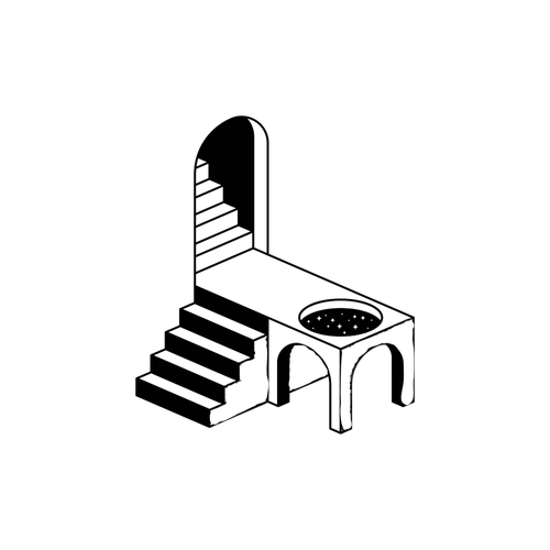 Surreal staircase portal leading into the Thom Chapman cinematic psych-pop visual world